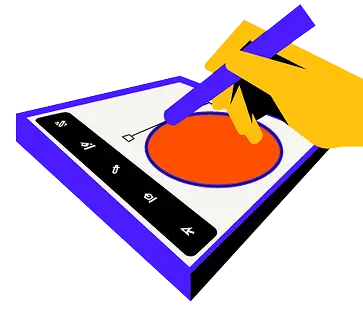 ilustração de um homem sorridente com um mega fone na mão